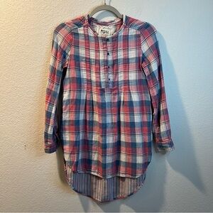 Women’s Holding Horses pink plaid long sleeve tunic top size 0